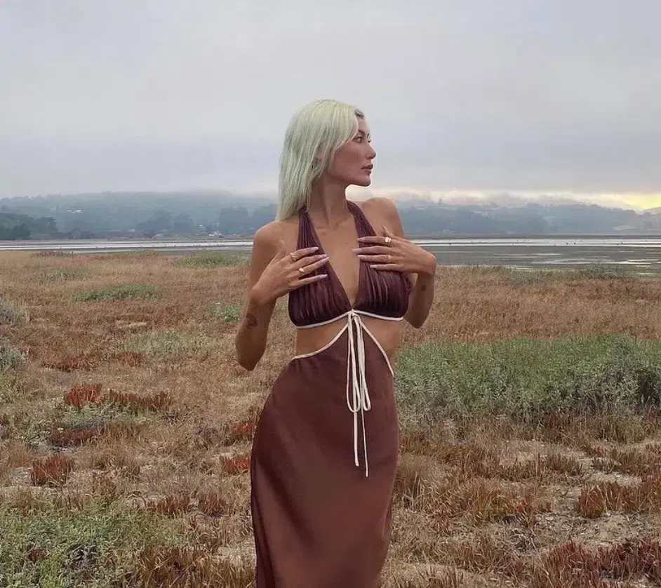 Onarin Ms.Pleat Cut-Out Dress Brown Size 8 for rent on The Volte - main image