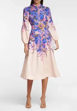 Zimmermann High Tide Buttoned Midi Dress Purple Ikat Floral Size 8 for rent on The Volte - image 2