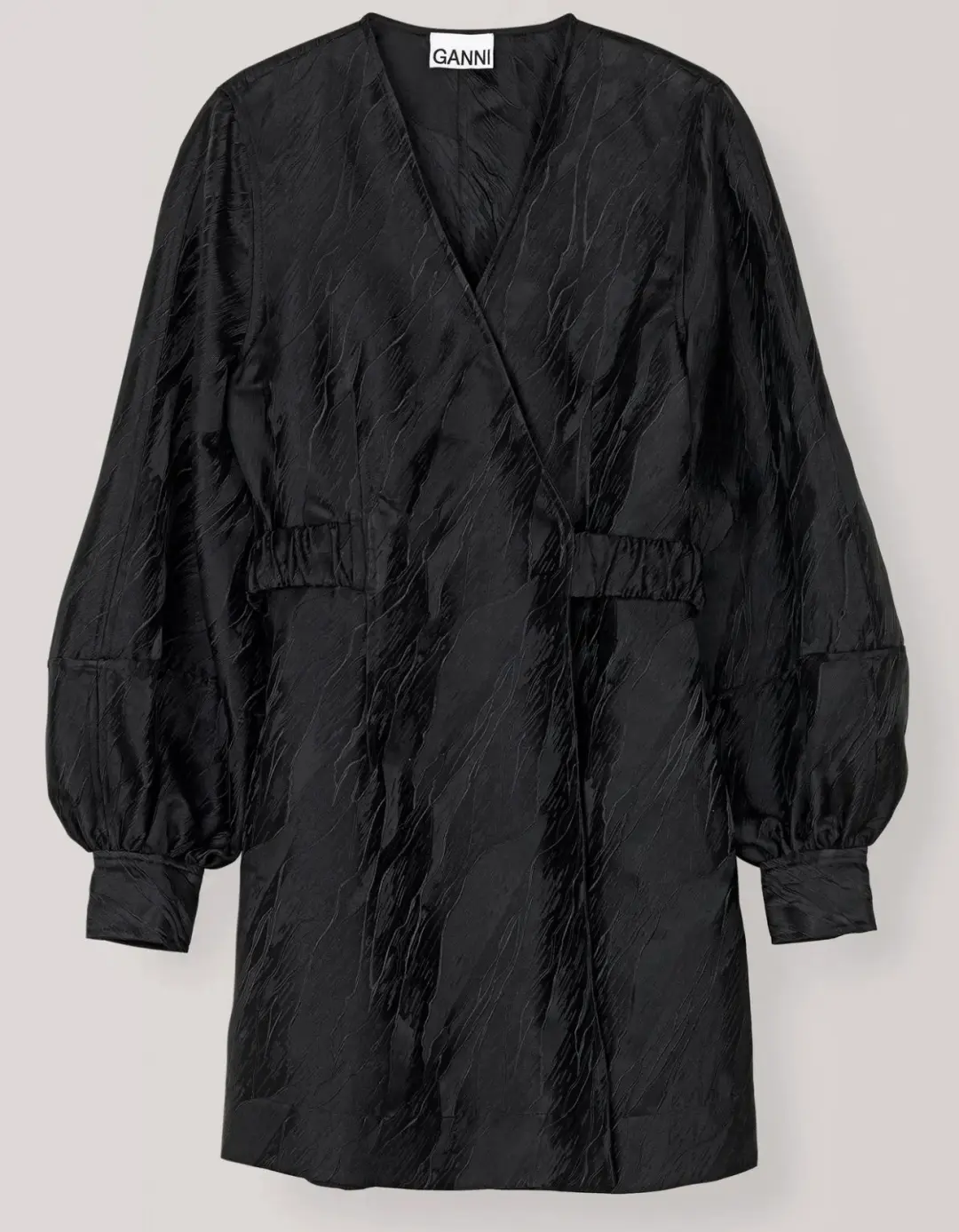 Ganni Jacquard Black Wrap Dress Black Size 10 for rent on The Volte - main image