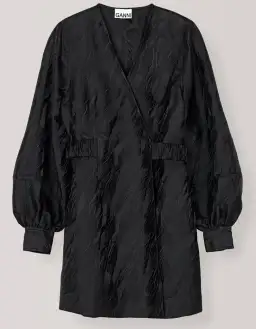 Ganni Jacquard Black Wrap Dress Black Size 10 for rent on The Volte - image 4