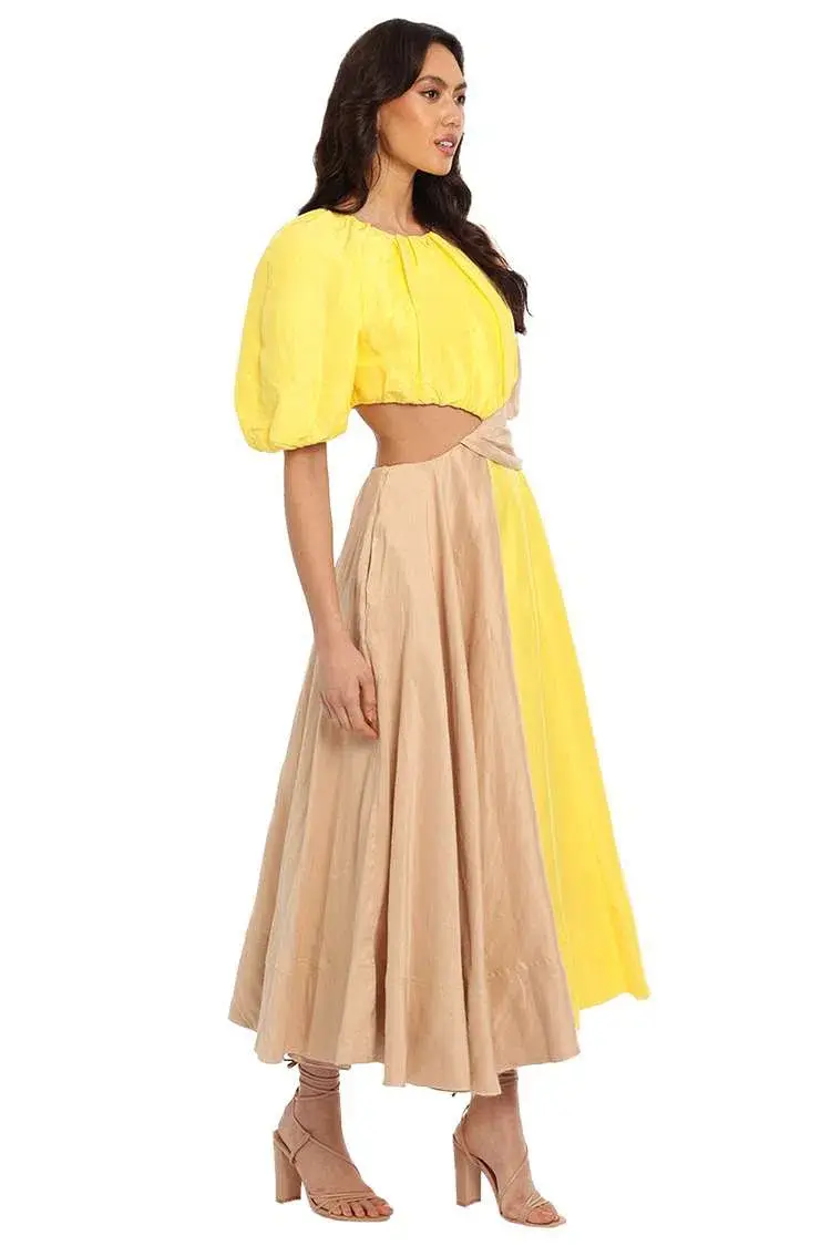 AJE Caliente Midi Dress Yellow Size 6 - Image 2