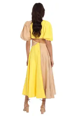 AJE Caliente Midi Dress Yellow Size 6 for rent on The Volte - image 3