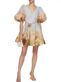 Zimmermann The Luminosity Flip Dress in Rosy Garden Floral Print Size 1 /Au 10 for rent on The Volte - image 1