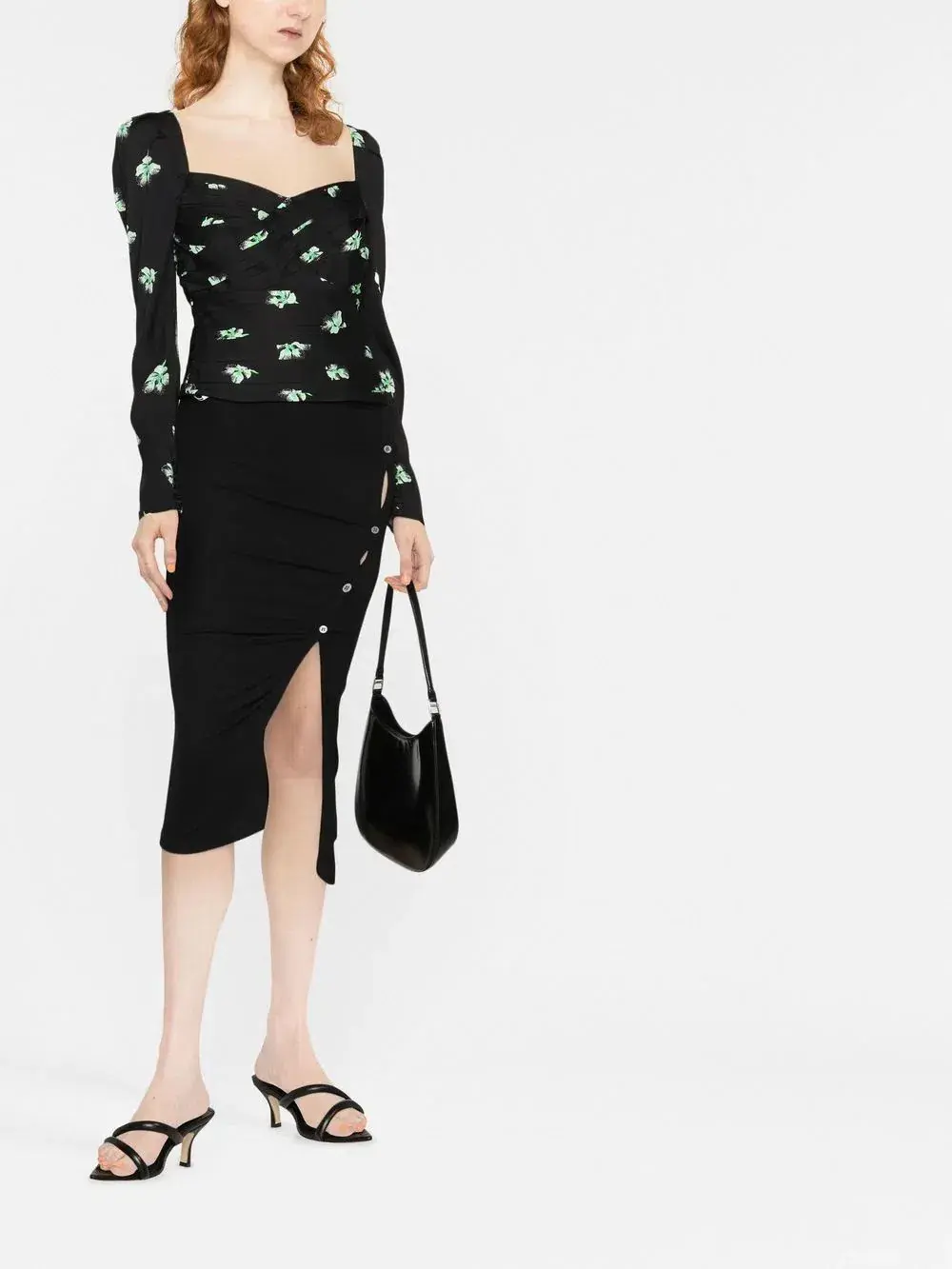 Self Portrait Botanical Print Jersey Top Floral Size 10 - Image 1