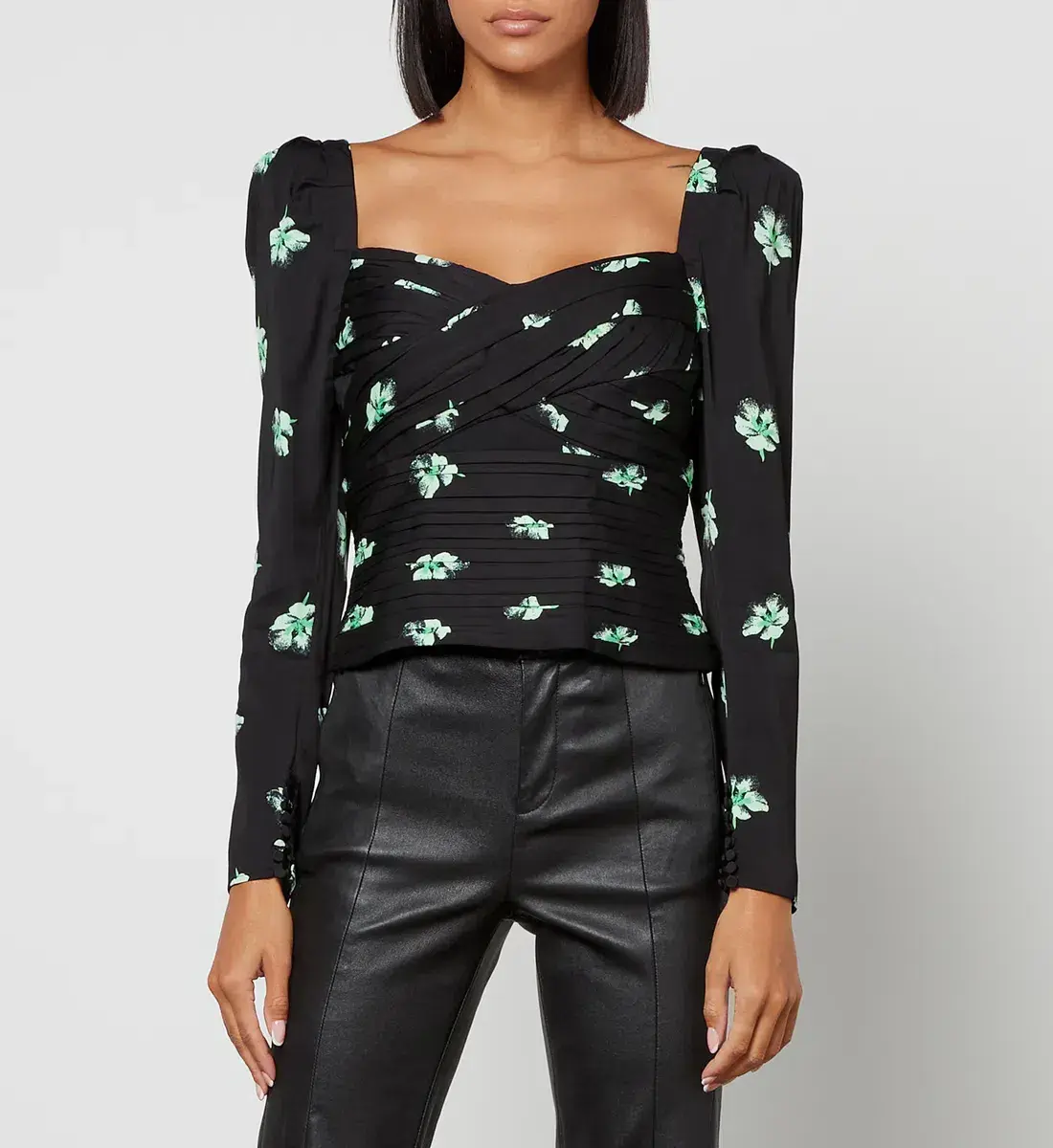 Self Portrait Botanical Print Jersey Top Floral Size 10 - Image 2