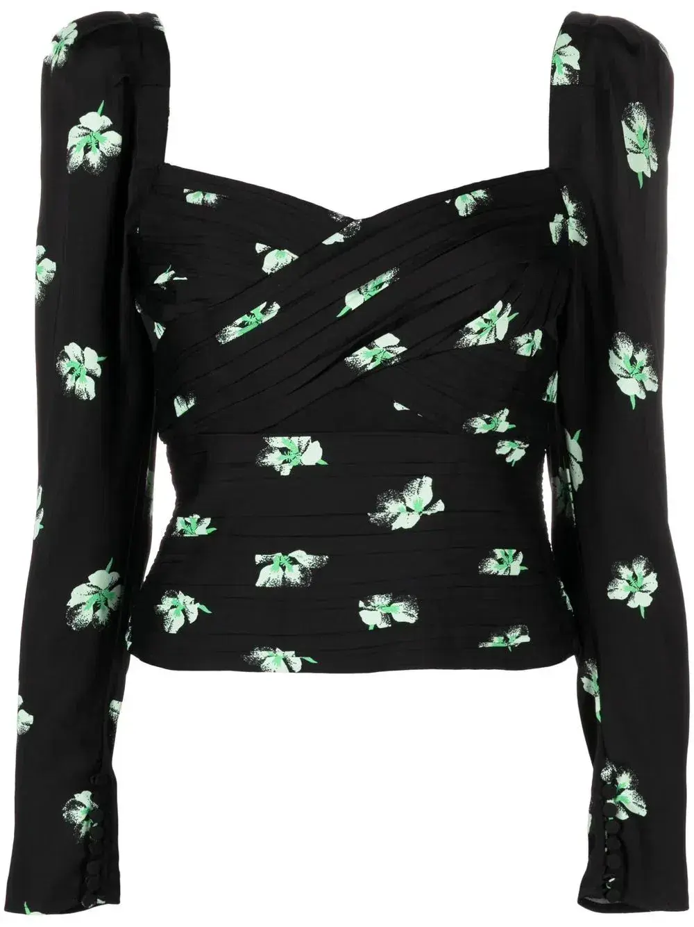 Self Portrait Botanical Print Jersey Top Floral Size 10 - Image 3