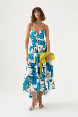 Aje Botanical Tiered Maxi Dress in Cool Camellia Floral
Size 10