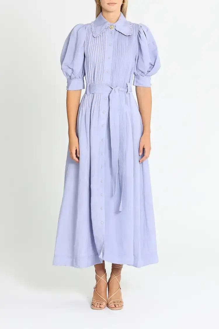Aje Madeleine Belted Midi Dress in Lilac Size 8 for rent on The Volte - main image