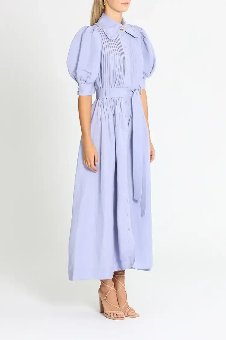 Aje Madeleine Belted Midi Dress in Lilac Size 8 for rent on The Volte - main image