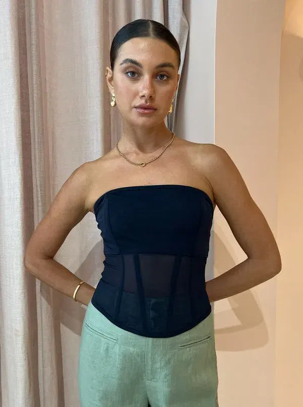 Viktoria and Woods Rome Bustier Corset Top in Black Size 1 / AU 8 for rent on The Volte - main image