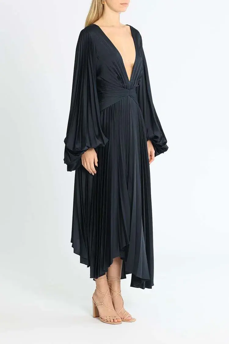 Acler Palms Dress Navy Size 6 for rent on The Volte - main image