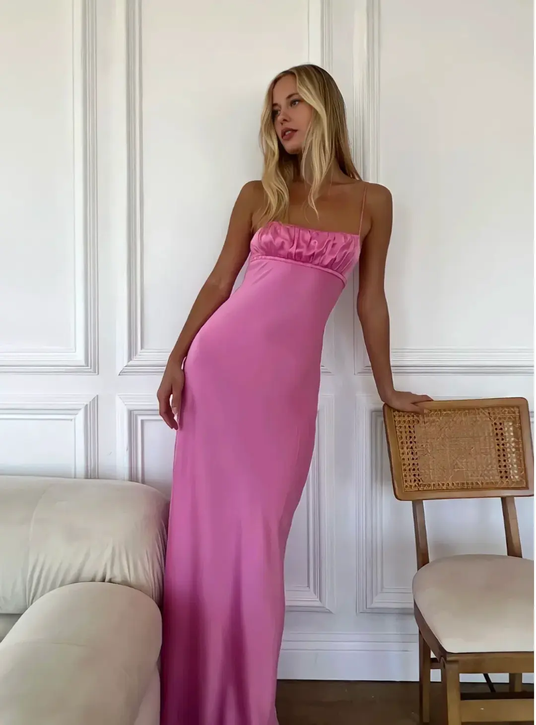 Bec & Bridge Amber Silk Maxi Dress Pink Size 8 for rent on The Volte - main image