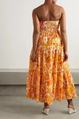 Zimmermann Raie Strapless Dress Citrus Ikat Size 0/8 Au for rent on The Volte - image 2
