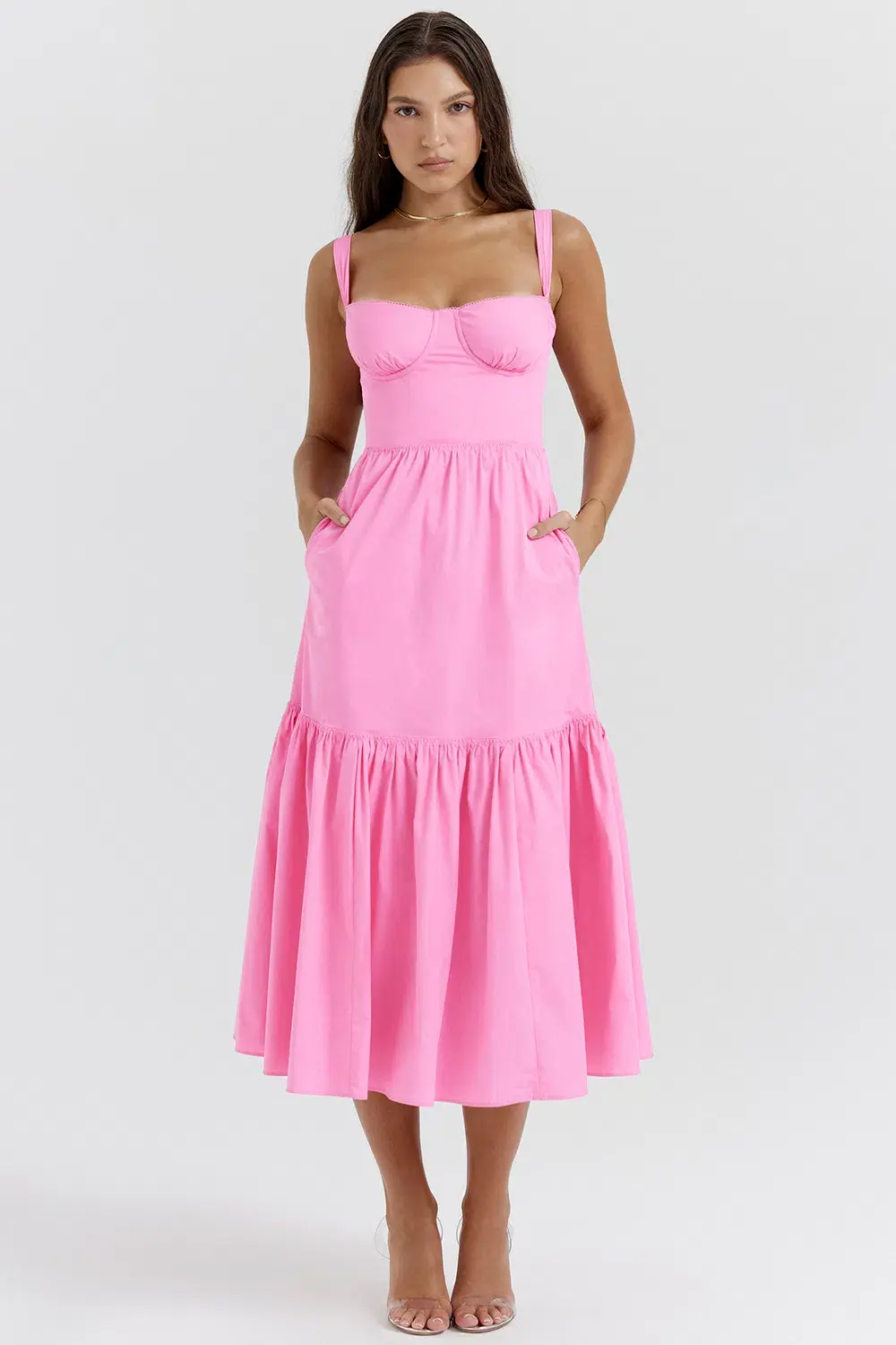 House of CB Elia Midi Dress Pink Size XS/Au 6 for rent on The Volte - main image