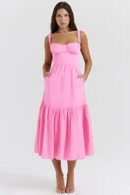 House of CB Elia Midi Dress Pink Size XS/Au 6 for rent on The Volte - image 2