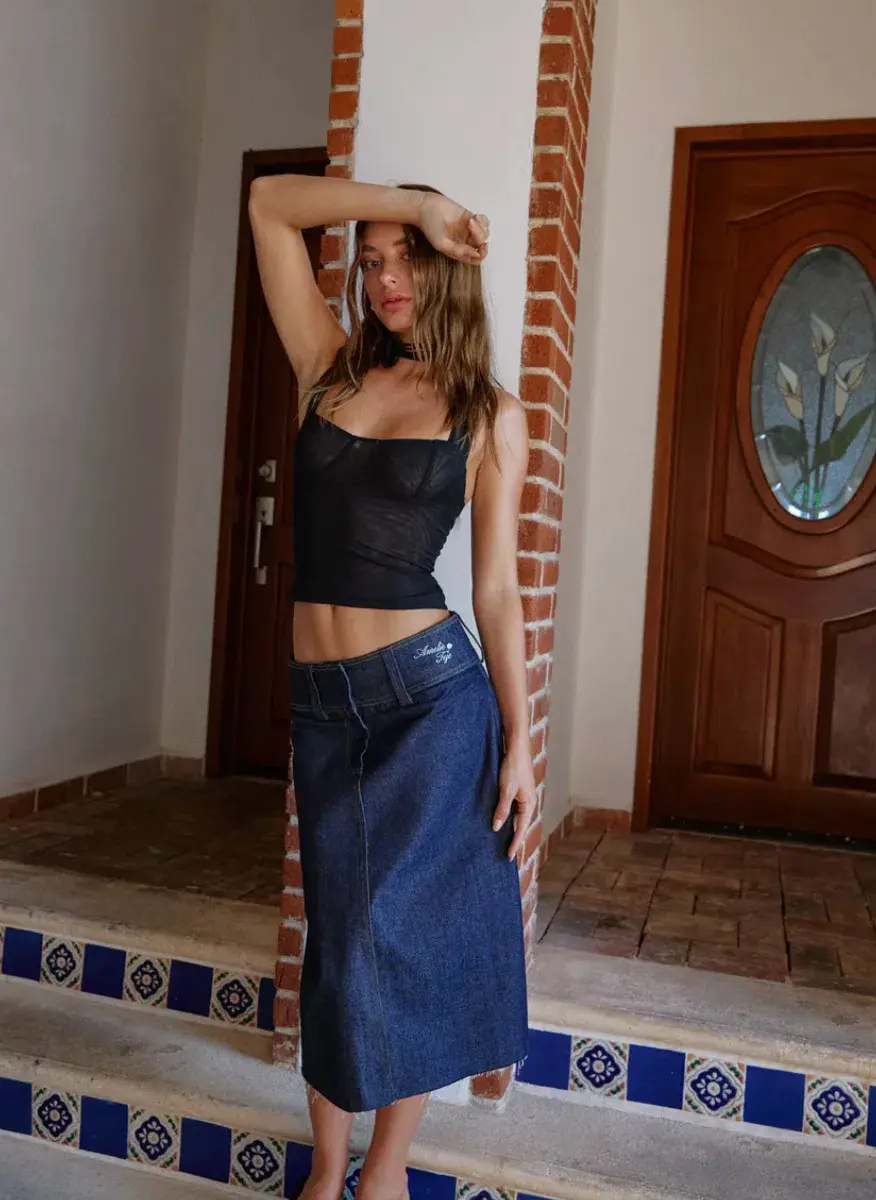 Amelie Teje Midnight Curfew Mesh Bustier Black Size S/Au 8 for rent on The Volte - main image