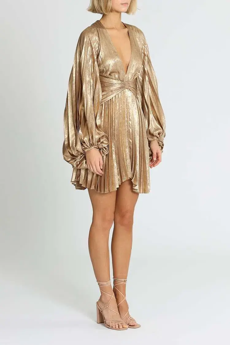 Acler Geneva Dress Gold Size 8 - Image 2