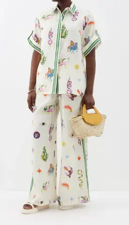 Alemais Matches Exclusive Ivory Aether Pants and Top Set Print Size 14 for rent on The Volte - image 1