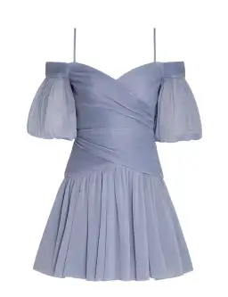 Zimmermann Pleated Mini Dress Dusty Blue Size 0 / AU 8 for rent on The Volte - image 3