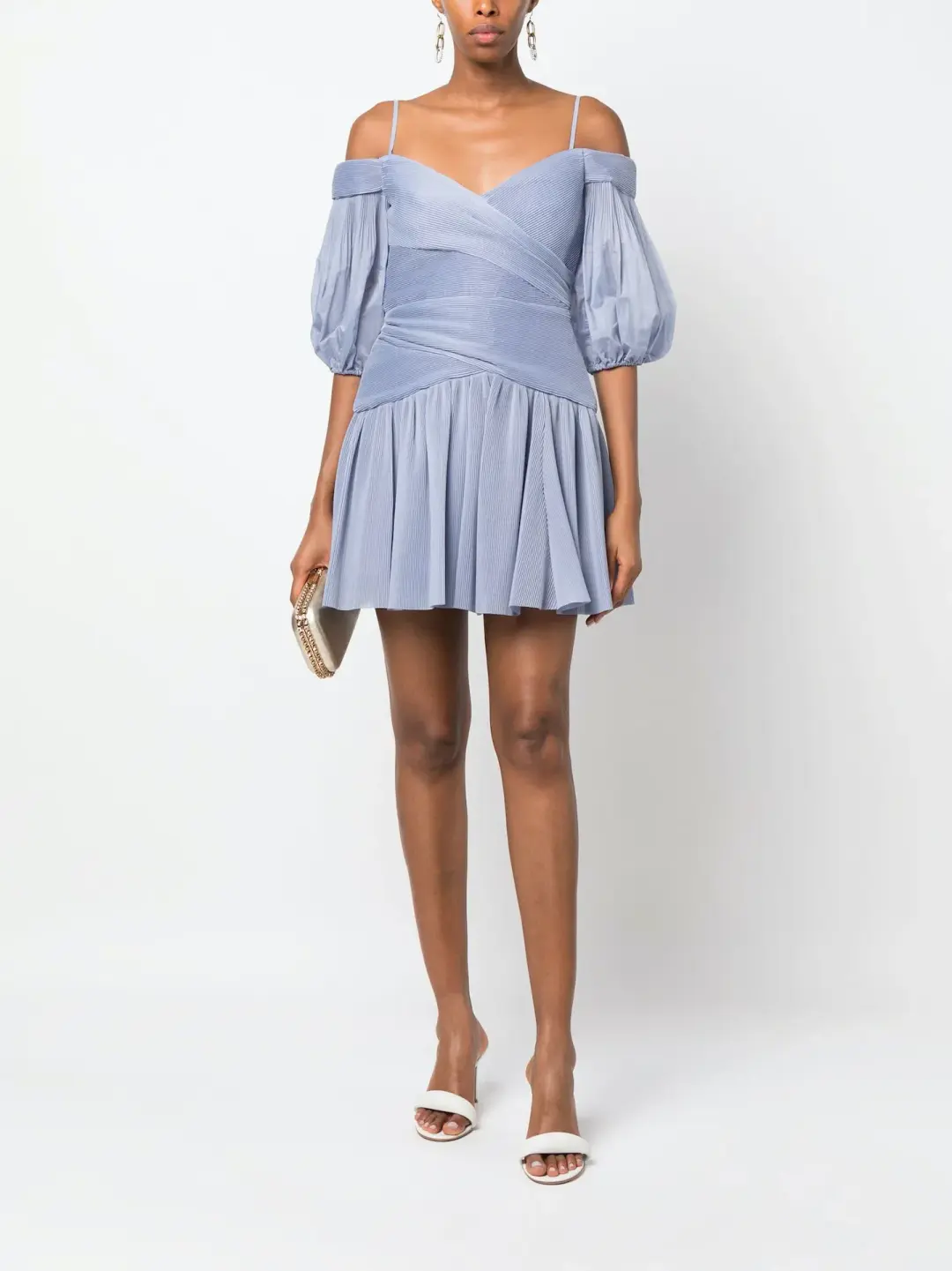 Zimmermann Pleated Mini Dress Dusty Blue Size 0 / AU 8 for rent on The Volte - main image