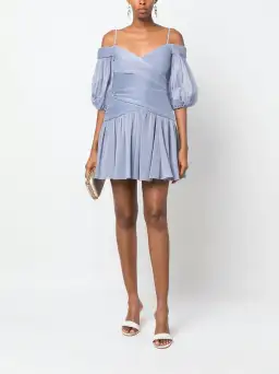 Zimmermann Pleated Mini Dress Dusty Blue Size 0 / AU 8 for rent on The Volte - image 1