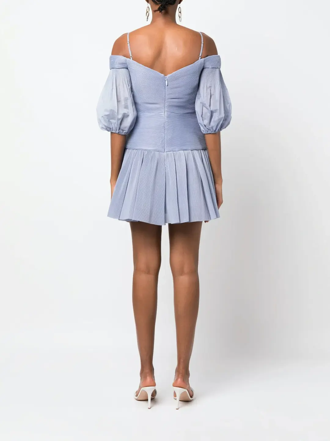 Zimmermann Pleated Mini Dress Dusty Blue Size 0 / AU 8 for rent on The Volte - main image