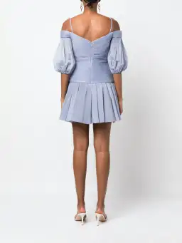 Zimmermann Pleated Mini Dress Dusty Blue Size 0 / AU 8 for rent on The Volte - image 2