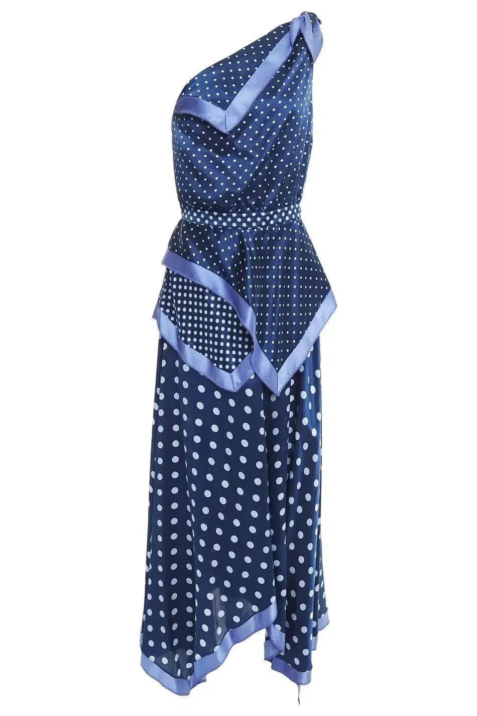 Altuzarra One Shoulder Polka Dot Silk Maxi Dress Blue Size 16/18 for rent on The Volte - main image