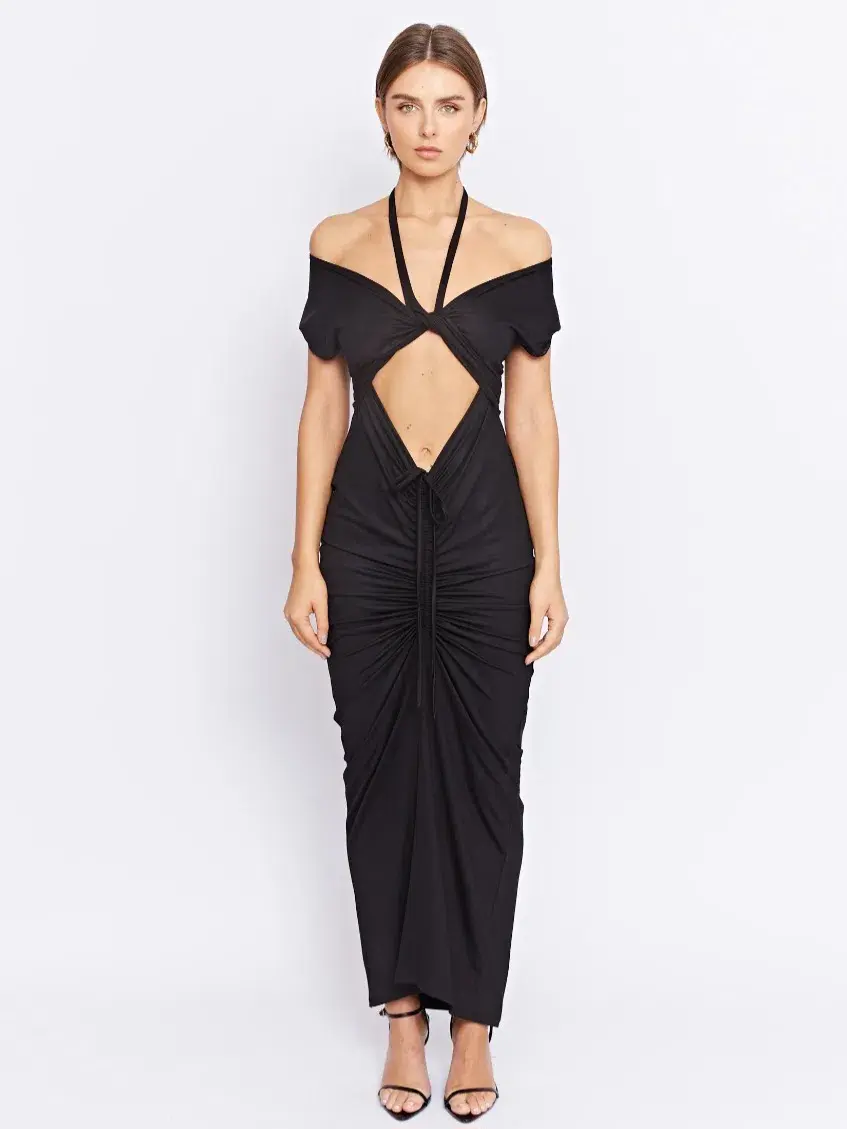Pfeiffer Ramos Midi Dress Black Size 10 for rent on The Volte - main image