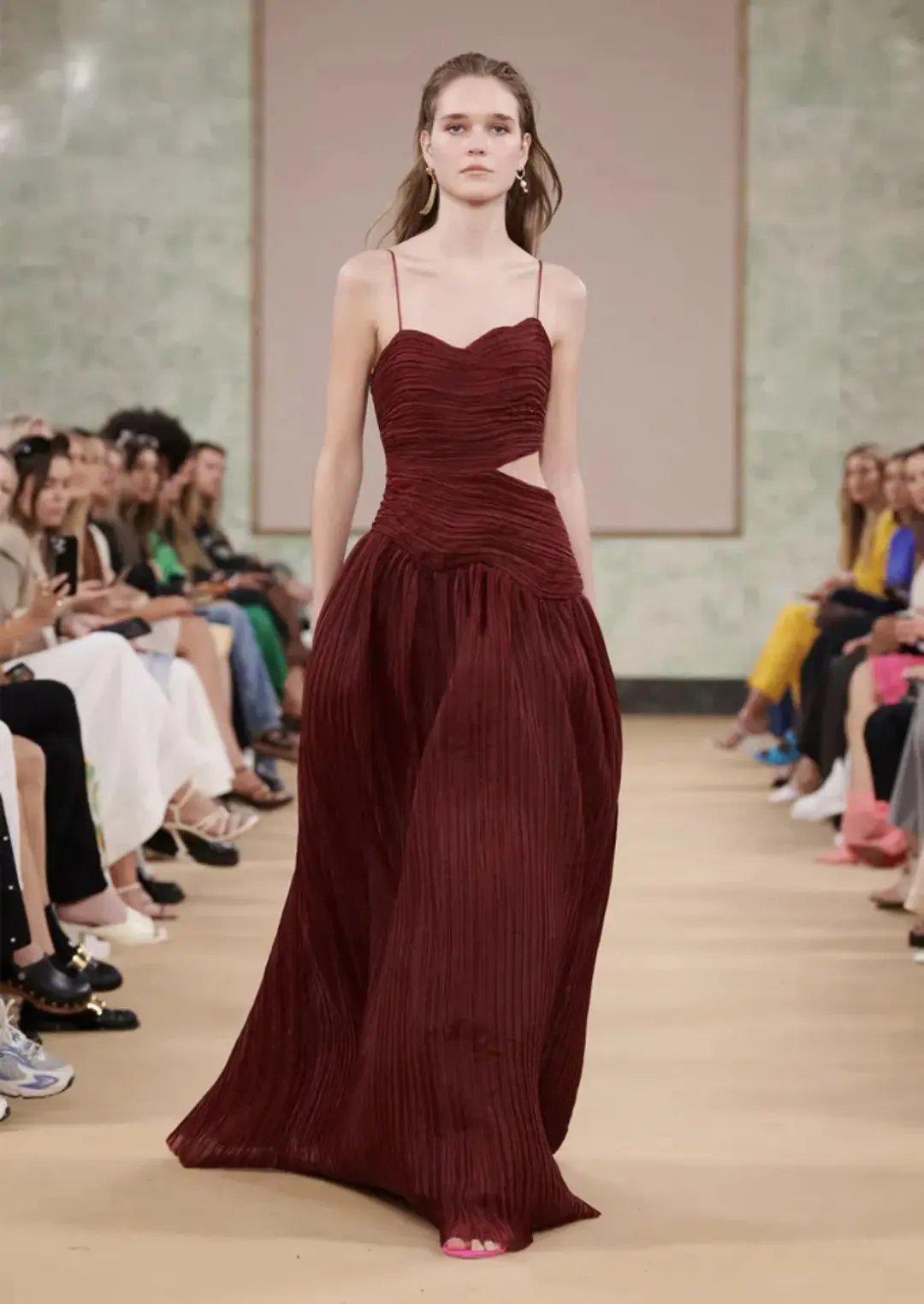 Aje Laurier Wave Maxi Dress Burgundy Size 4 for rent on The Volte - main image