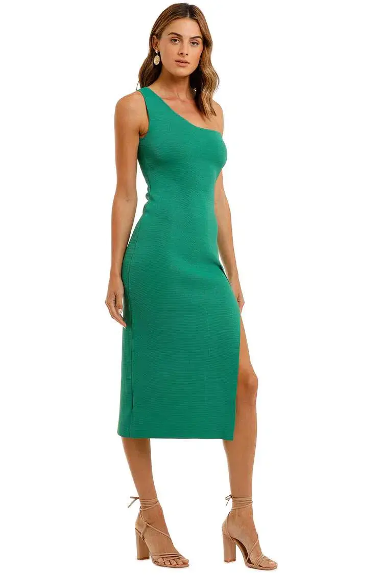 By Johnny Asymmetric Knit Midi Dress Green Size 12 - Image 1