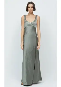 Bec & Bridge Nadia V Maxi Dress Dark Olive Size 8