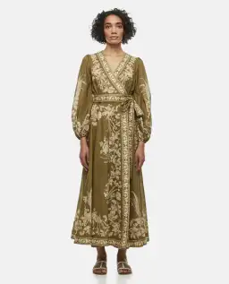 Zimmermann Anneke Cotton Voile Wrap Midi Dress in Olive Green Size 2/Au 12 for rent on The Volte - image 1