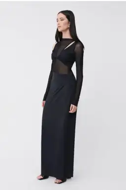 SUBOO Rodin Long Sleeve Mesh Kersey Maxi Dress Black Size XS/Au 6 for rent on The Volte - image 2