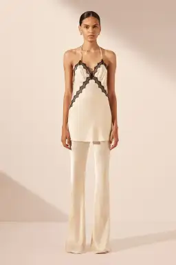 Shona Joy Camille Long Line Cami Cream/Black Size 8