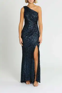Badgley Mischka Sequin Gown Navy Size 14