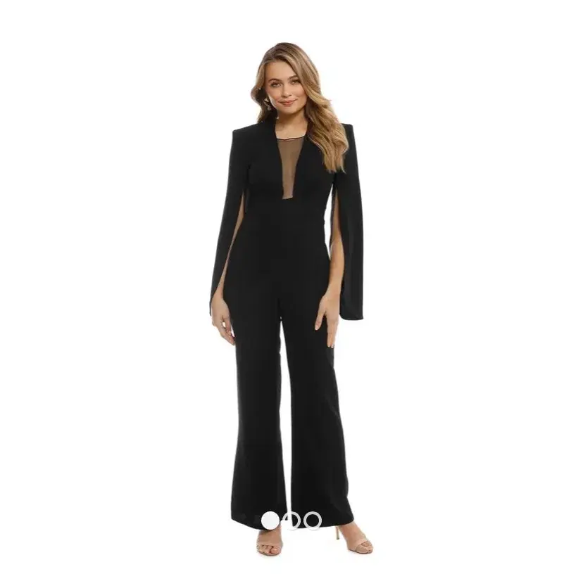 Carla Zampatti Navy Crepe Titania Jumpsuit Size 10 for rent on The Volte - main image