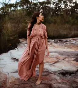 Chic Le Frique Ophelia Maxi Dress Salmon Pink One Size for rent on The Volte - image 7