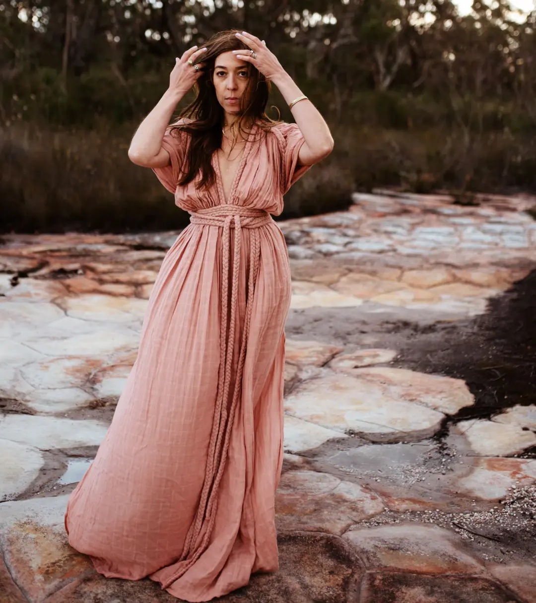Chic Le Frique Ophelia Maxi Dress Salmon Pink One Size for rent on The Volte - main image