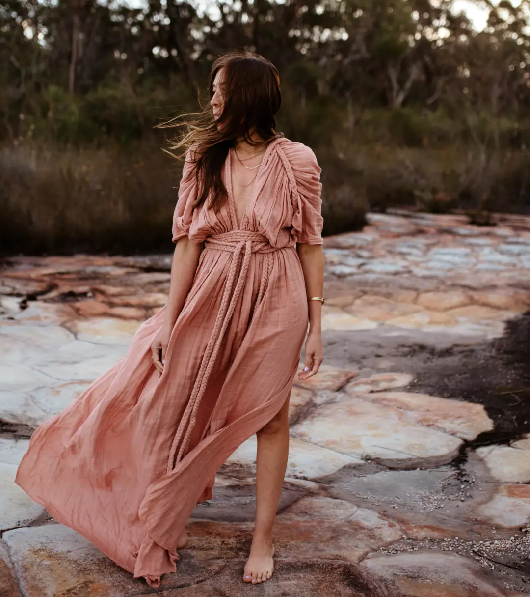 Chic Le Frique Ophelia Maxi Dress Salmon Pink One Size for rent on The Volte - main image