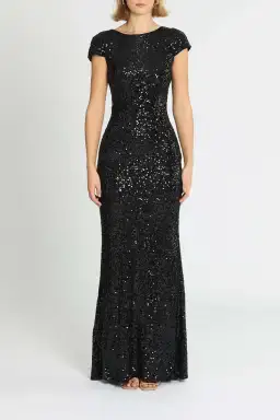 Badgley Mischka Sequin Cowl Back Gown Black Size 20 for rent on The Volte - image 1