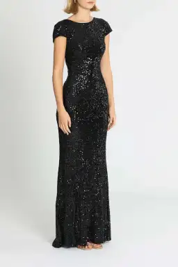 Badgley Mischka Sequin Cowl Back Gown Black Size 20 for rent on The Volte - image 2