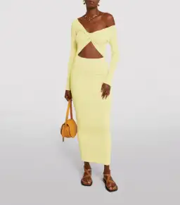 Sir the Label Kelvin Off Shoulder Draped Dress in Lemon Yellow Size 3 / AU 12 for rent on The Volte - image 1