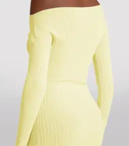 Sir the Label Kelvin Off Shoulder Draped Dress in Lemon Yellow Size 3 / AU 12 for rent on The Volte - image 4