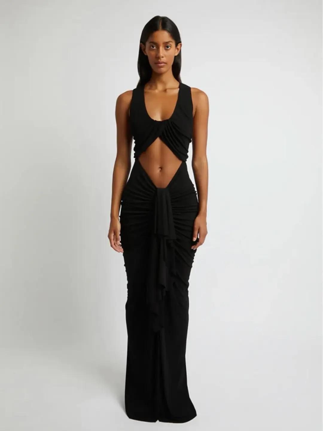 Christopher Esber Black Draped Maxi Size 8 for rent on The Volte - main image