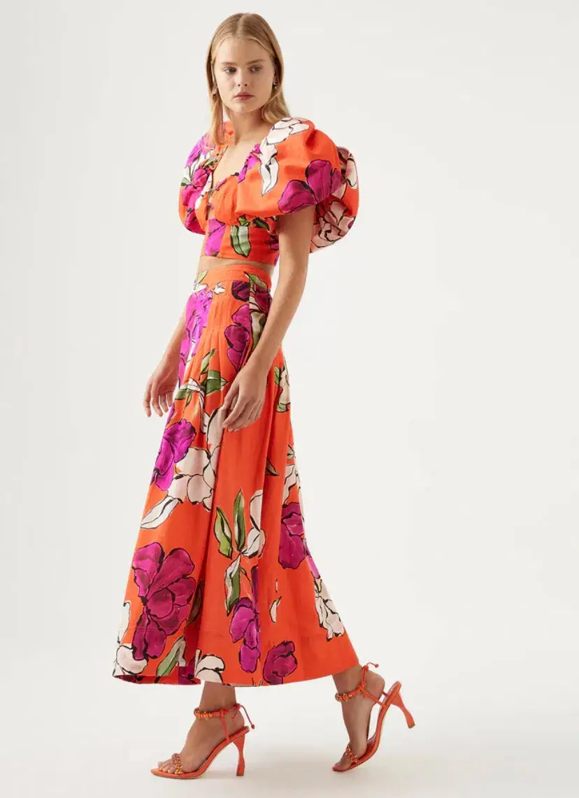 Aje Marcel Top & Lewis Skirt Floral Size 12/10 for rent on The Volte - main image