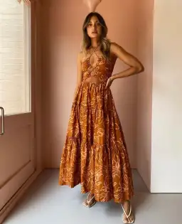 Bec and Bridge Aurora Maxi Dress Brown Size 6