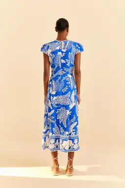 Farm Rio Blue Lace Banana Midi Dress Print Size 12 for rent on The Volte - image 2