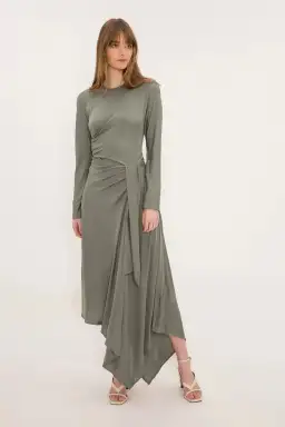 Bianca Spender Boheme Dress Sage Green Size 16