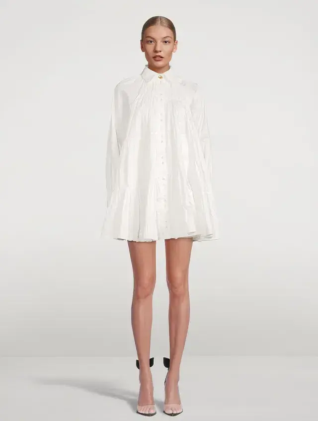 Aje Cascade Gathered Smock Mini Dress in Ivory/White Size 10 - Image 1